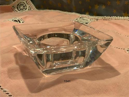 Marc Aurel Clear Crystal Candle Holder, Signed, Antiek en Kunst, Antiek | Glas en Kristal, Ophalen of Verzenden