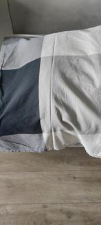 1 persoons dekbedovertrek ruit zwart grijs taupe beige, Gebruikt, Eenpersoons, Beige, Ophalen of Verzenden