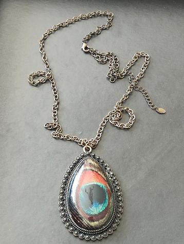 Prachtige vintage ketting met hanger pauwenveer.
De pauwenve beschikbaar voor biedingen