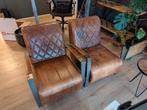 Vintage Leren Fauteuils - Weathered Look, Huis en Inrichting, Fauteuils, Ophalen, Gebruikt, Vintage, 75 tot 100 cm