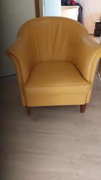 Echt Leren design stoel fauteuil okergeel Leer, Leer, 75 tot 100 cm, Zo goed als nieuw, Ophalen
