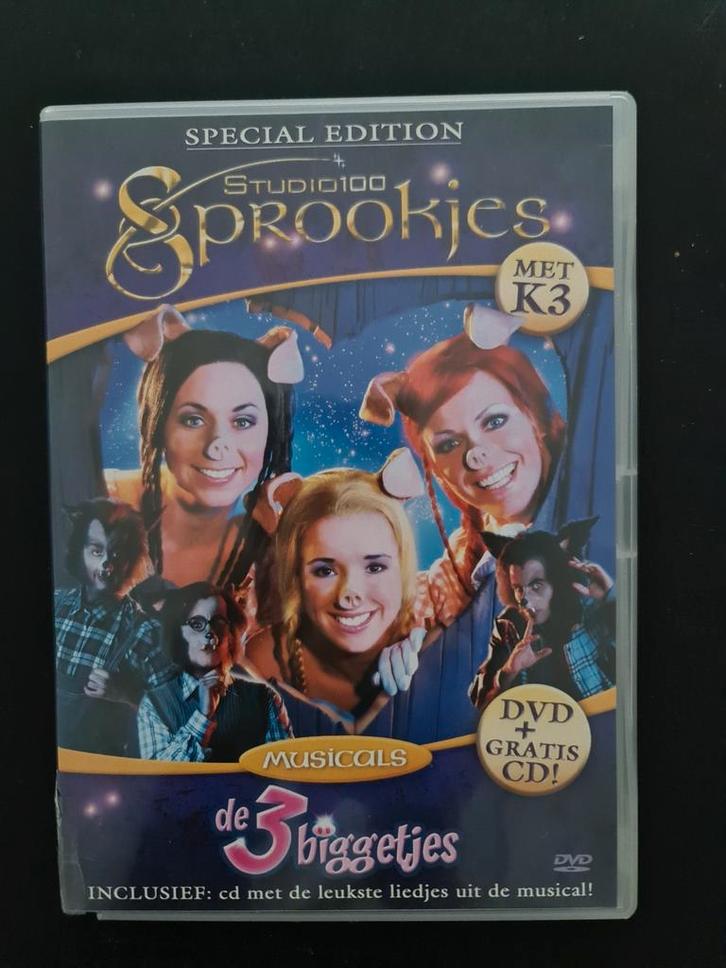 Dvd k3 de 3 biggetjes musical studio 100 sprookjes + cd, Cd's en Dvd's, Dvd's | Kinderen en Jeugd, Zo goed als nieuw, Film, Ophalen of Verzenden