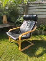Ikea Poang. Lederen Fauteuil met Houten Frame, Ophalen, Gebruikt, 75 tot 100 cm, 50 tot 75 cm
