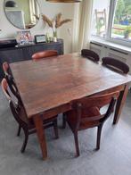 Teakhouten eettafel met 6 stoelen, Huis en Inrichting, Tafels | Eettafels, Ophalen, Gebruikt, Teakhout, Vijf personen of meer