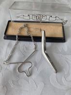 Vintage Zilverkleurige Tie Clip, Kleding | Heren, Ophalen of Verzenden, Zo goed als nieuw, Onbekend, Effen