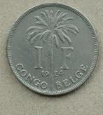 Belgisch Congo, 1 franc 1924 (Fr), Ophalen of Verzenden, Overige landen, Losse munt