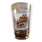 Vintage of antieke glazen vaas met gouden zeil schepen 0807, Ophalen of Verzenden