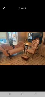 Mooi antiek barok bankstel met stoel en voetenbankje, Ophalen of Verzenden