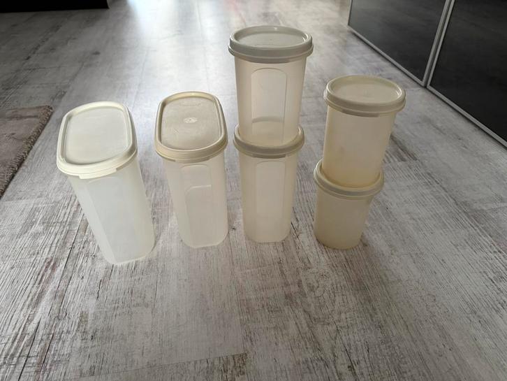 6 Tupperware RuimteSpaarders met witte deksels., Huis en Inrichting, Keuken | Tupperware, Zo goed als nieuw, Overige typen, Ophalen of Verzenden