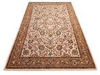 Handmade oriental wool Keshan carpet floral India 201x293cm, Persian Perzisch vintage oosters hype, Crème, 200 cm of meer, Ophalen of Verzenden