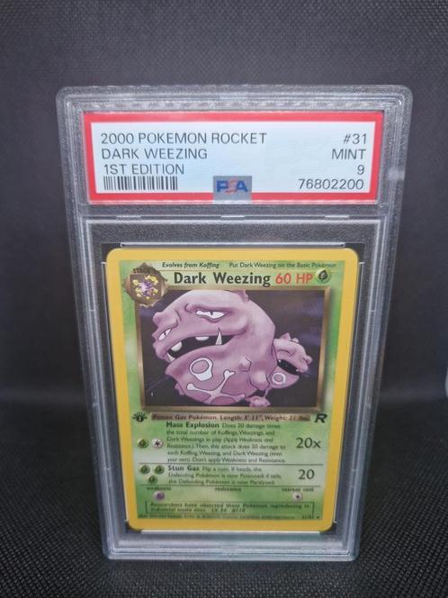 Dark Weezing 1st Edition Rocket PSA 9, Hobby en Vrije tijd, Verzamelkaartspellen | Pokémon, Zo goed als nieuw, Losse kaart, Ophalen of Verzenden