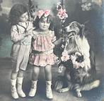 fr 1910 kinderen schommel hond schotse Collie bloemen. (1), Verzenden, Voor 1920, Gelopen, Overige thema's