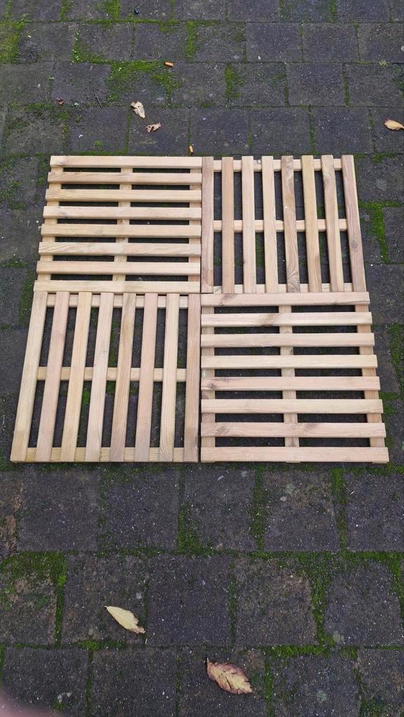 Houten Vloertegels 50x50cm - 58 stuks - Nieuwstaat, Tuin en Terras, Terrasdelen en Vlonders, Nieuw, Hout, Ophalen of Verzenden