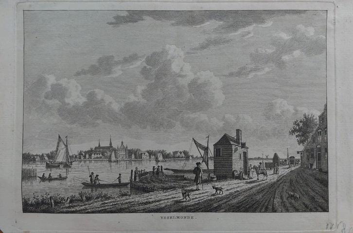 153 / Ijsselmonde - Gravure uit 1792 door J. Bulthuis, Antiek en Kunst, Kunst | Etsen en Gravures, Ophalen of Verzenden