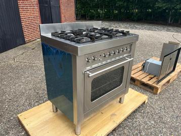 Gasfornuis, RVS, groot met afzuigkap, set, 5 pits, beschikbaar voor biedingen