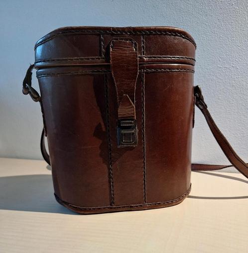 Bruin lederen tasje (verrekijker) gevoerd met ritsvakje, Sieraden, Tassen en Uiterlijk, Tassen | Schoudertassen, Gebruikt, Bruin