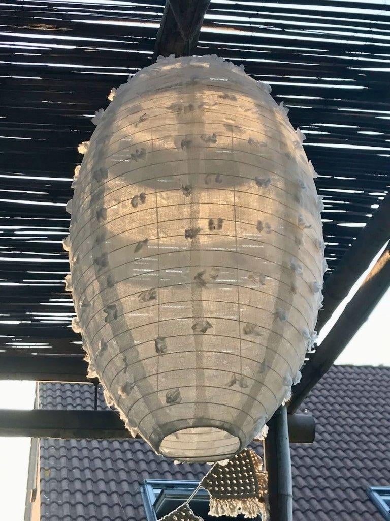 NIEUWE stoffen lampion met stippen wit crème boho Ibiza, Overige materialen, 50 tot 75 cm, Nieuw, Ophalen of Verzenden