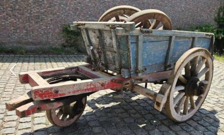 Antieke houten getrokken kiepwagen, Antiek en Kunst, Antiek | Gereedschap en Instrumenten, Ophalen