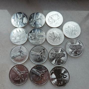 Gemengd lot met 14  x 1 ounce 999 zilver beschikbaar voor biedingen