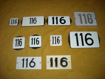 oud emaille huisnummer 116 ook 117 118 119 120 121 122 123 2 beschikbaar voor biedingen