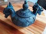Potje met 2 draken hoofden, Kunststof, Gebruikt, Schaal, Rond