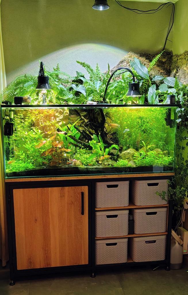 te koop Aquarium 150x50x60 met meubel, zonder techniek, Dieren en Toebehoren, Vissen | Aquaria en Toebehoren, Gebruikt, Leeg aquarium