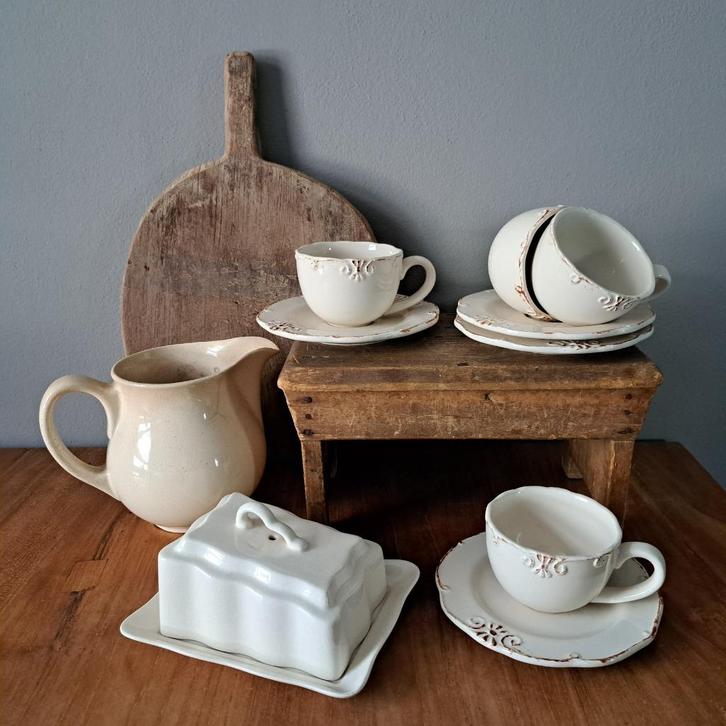 Oude kan landelijke kaasstolp 4 kop en schotel AA *Etage3*, Huis en Inrichting, Woonaccessoires | Overige, Zo goed als nieuw, Ophalen of Verzenden