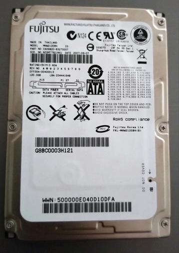 Fujitsu 120GB 2.5" HDD beschikbaar voor biedingen