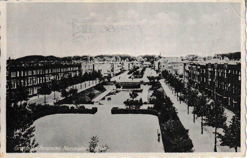 GRONINGEN - PANORAMA NASSAUPLEIN en LAAN, Ophalen of Verzenden, 1920 tot 1940, Gelopen, Groningen