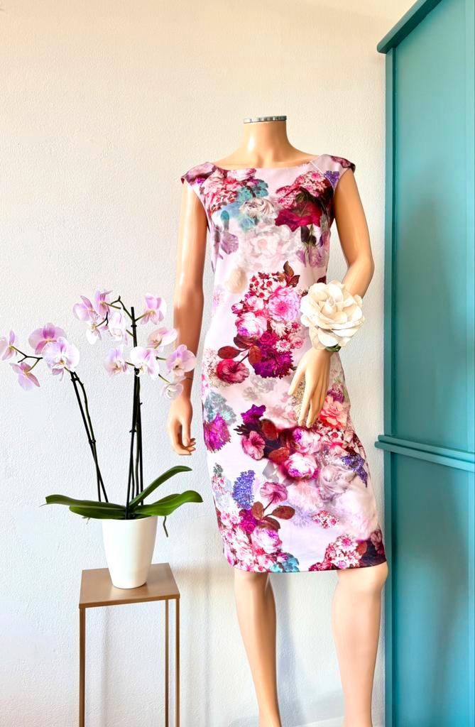 STEPS bloemenjurk maat 38 - roze - pioenen - rozen, Kleding | Dames, Jurken, Zo goed als nieuw, Maat 38/40 (M), Roze, Knielengte