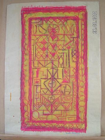 Hubert Bekman 1957 schets ontwerpen voor kleden (acryl verf) beschikbaar voor biedingen