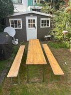 Set bierbanken met biertafel picknicktafel gebruikt 2m20, Ophalen, Gebruikt, Rechthoekig
