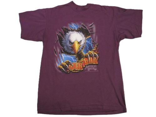 Vintage American Biker eggplant/maroon t-shirt BORN WILD Eag, Kleding | Heren, T-shirts, Nieuw, Maat 56/58 (XL), Overige kleuren