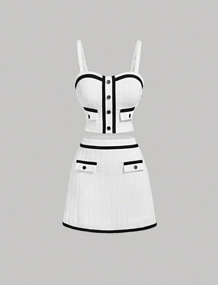 SHEIN Witte Tweedelige Set, Kleding | Dames, Jurken, Nieuw, Maat 42/44 (L), Wit, Boven de knie, Ophalen of Verzenden