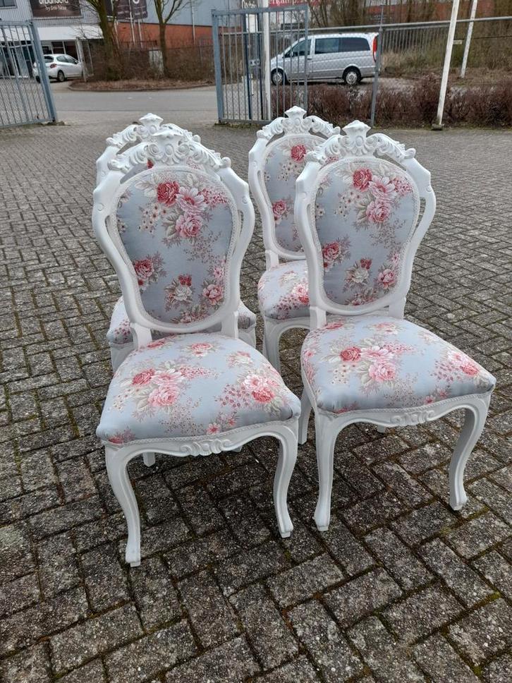 Set 4 brocante stoelen, Antiek en Kunst, Antiek | Meubels | Stoelen en Banken, Ophalen of Verzenden