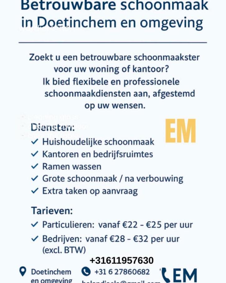 Betrouwbare schoonmaak in Doetinchem en omgeving, Vacatures, Vacatures | Logistiek, Inkoop en Transport, Vanaf 10 jaar, Overige vormen