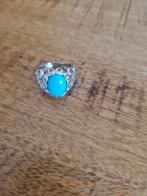 Antieke ring met turquoisesteen in 925 zilver. Mt 18,5., Ophalen of Verzenden, Zilver, Ring, Met edelsteen