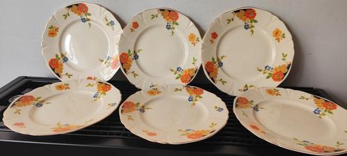 Mosa Plateel Oostindische kers 1918-1940, 6x ontbijtbordje, Antiek en Kunst, Antiek | Servies compleet, Ophalen of Verzenden