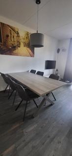 Rechthoekige eettafel met 6 stoelen + salontafeltje, Huis en Inrichting, Tafels | Eettafels, Ophalen, 200 cm of meer, 50 tot 100 cm