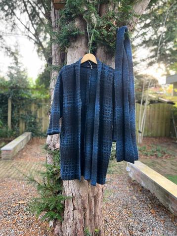 ANNECLAIRE/PAUW vest jas blauw/zwart met grote sjaal - TIEN beschikbaar voor biedingen