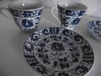 vintage blauw wit porselein kop en schotel HAAN 1950 p stuk, Antiek en Kunst, Antiek | Porselein, Ophalen of Verzenden