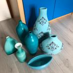 Mooie vazen - Glas & Aardewerk turqoise, Ophalen, Gebruikt, Blauw, Glas