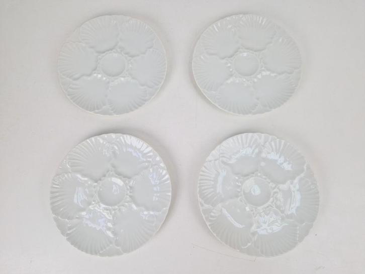Set 4 porselein oesterschaal oesterbord Bareuther Waldsassen, Huis en Inrichting, Keuken | Servies, Zo goed als nieuw, Bord(en)