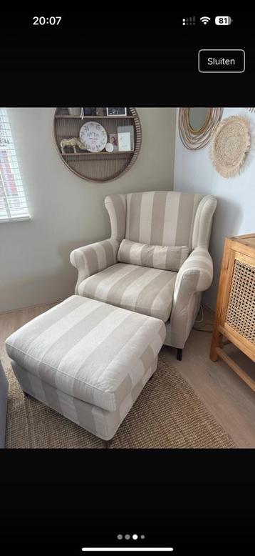 Heerlijke comfortabele fauteuil met poef beschikbaar voor biedingen