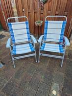 Twee aluminium tuinstoelen met armleuning merk Dukdalf, Ophalen, Gebruikt, Campingstoel
