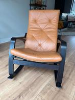 Schommelstoel met leren en stoffen kussen, Ophalen, Gebruikt, 50 tot 75 cm, Leer