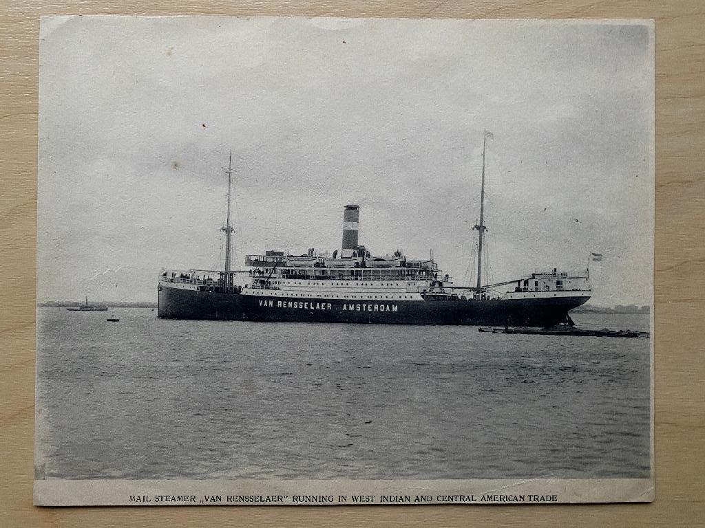 scheepvaart . prent ss van Renselaer KNSM, Ophalen of Verzenden, Zo goed als nieuw, Motorboot, Kaart, Foto of Prent