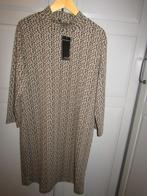 G610 Norah mt 42 nieuw label jurk beige zwart animal col, Verzenden, Beige, Maat 42/44 (L), Nieuw