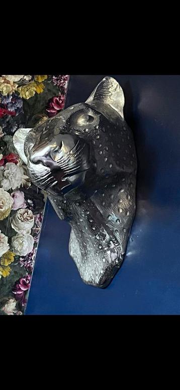 Zilverkleurig Dierenbeeld - Panter beschikbaar voor biedingen