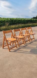 Set 4 grenen klapstoelen 1970s, Ophalen, Zo goed als nieuw, Bruin